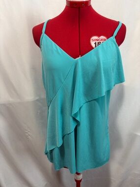 Ruffle-Front Tankini Top in Turquoise